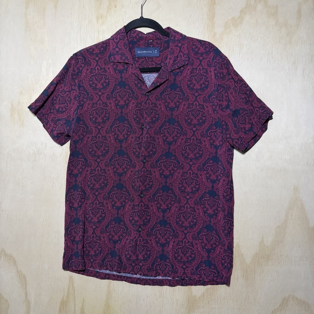 Abercrombie & Fitch Resort Shirt Mens M Paisley Button Up Short Sleeve Casual